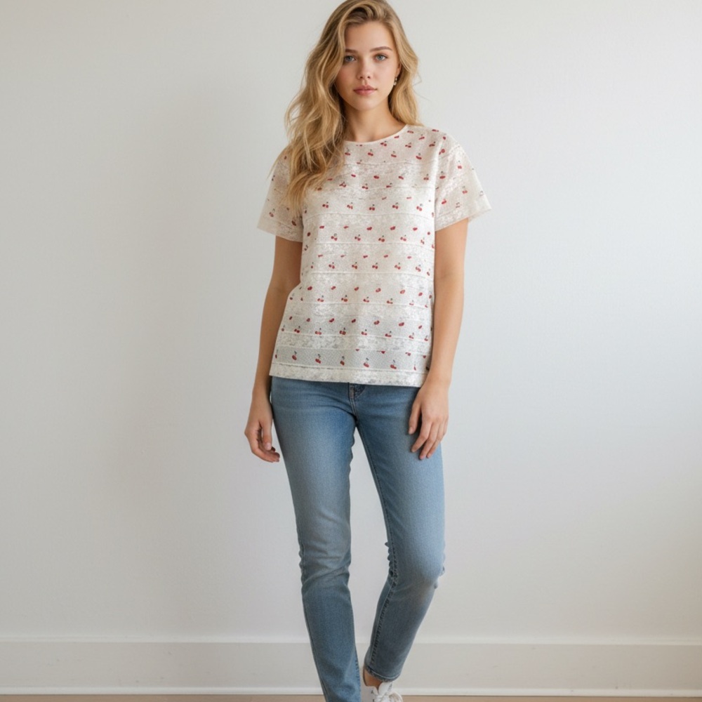 Marc by Marc Jacobs Cherry Print Lace Blouse